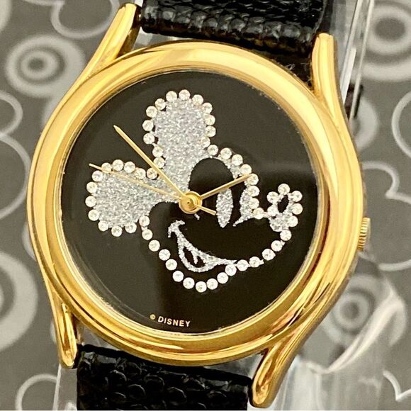 Vintage Disney x Pedre Rhinestone Mickey Mouse Watch Swiss Parts Movememt - Picture 2 of 16